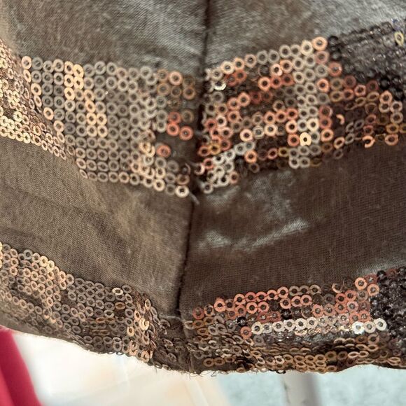 Brown C&C California Sequin Stripe Racerback Tank Size S EUC - Picture 5 of 6